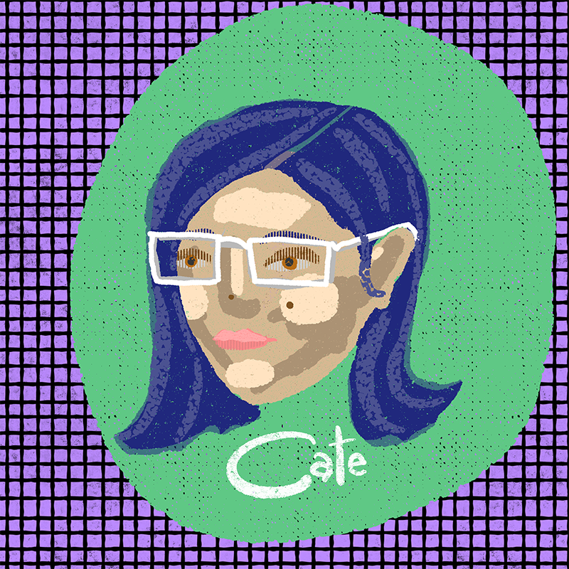 Self-portrait of Cate, the artist behind Spooky Laundry