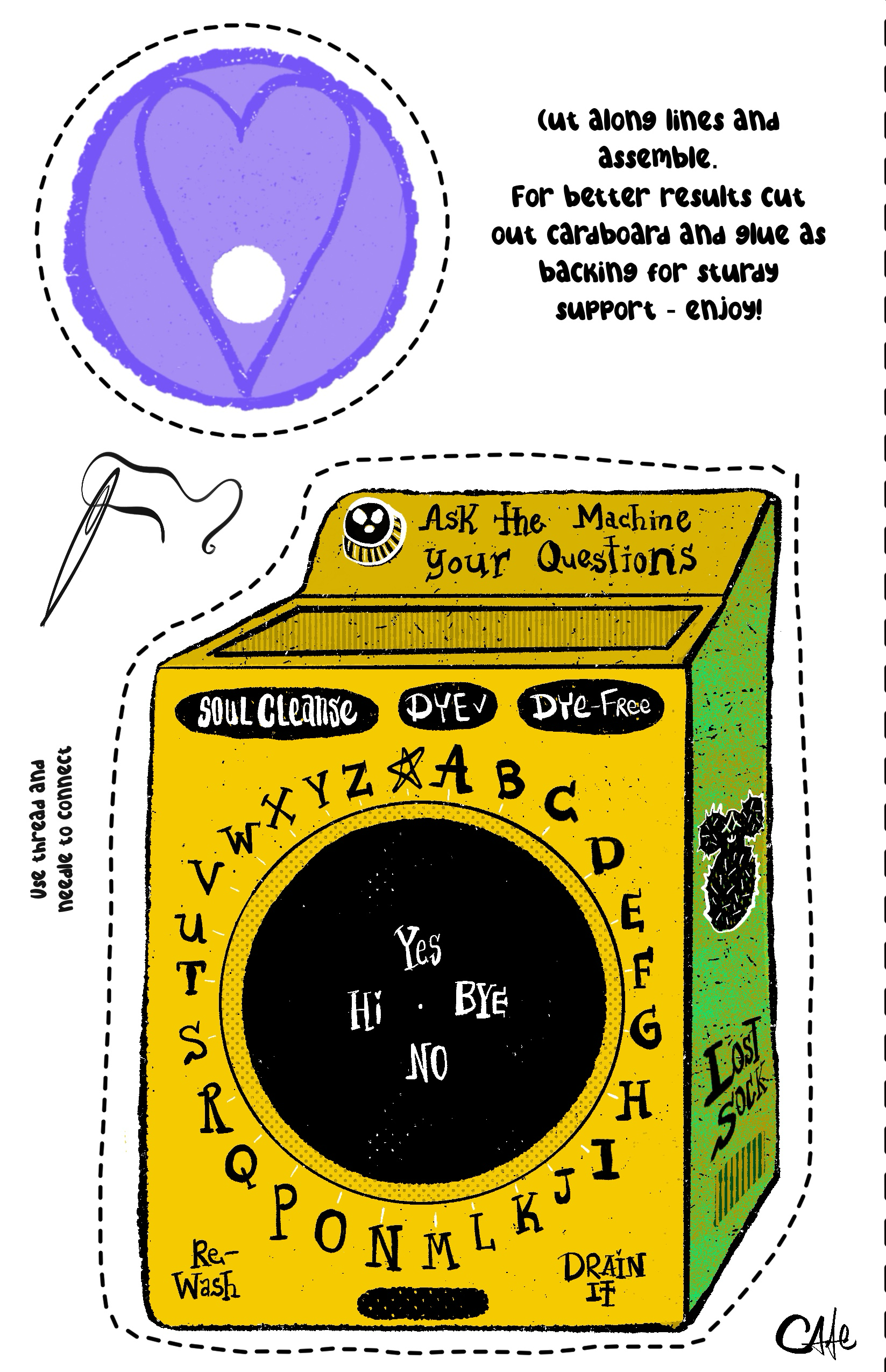 Ouija washing machine paper toy